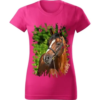 Moon River Dámské tričko s koněm č.07 Purpurové 3XL (kůň koňské )