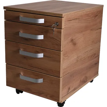 Zásuvkový kontejner PRACUJ ZDRAVĚ Kancelářský kontejner H4+ Delux Dub Craft zlátý luxusní výsuvy Hettich Systema