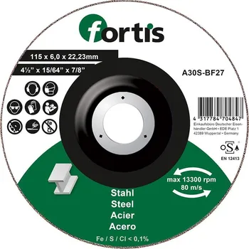 Brusný kotouč Kotouč brusný ocel 115 x 6,0mm FORTIS
