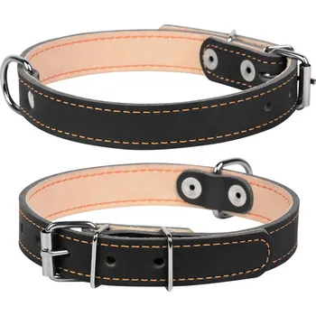 Obojek pro psa Dvouvrstvý obojek z hovězí kvalitně opracované kůže s hnědým prošitím. Obvod krku: délka: 32-40 cm, šířka: 20 mm