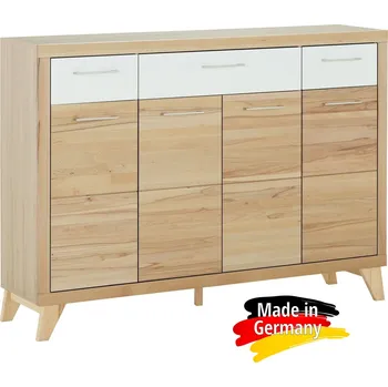 Komoda Velká komoda jádrový buk masiv/bílá matná MDF BERLIN-S03-1BN