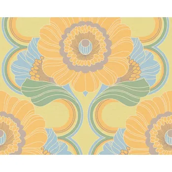 Tapeta Vliesová tapeta retro, geometrická - modrá, žlutá, zelená 395301 / Tapety na zeď 39530-1 retro Chic (0,53 x 10,05 m) A.S.Création