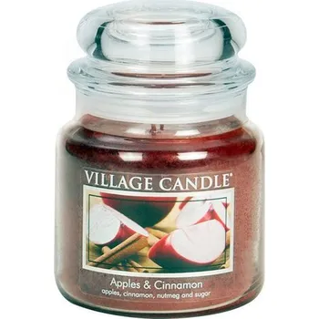 Svíčka Village Candle Apples and Cinnamon 397g - střední vonná svíčka ve skle Jablko a skořice