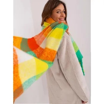 Šátek Dámská šála s barevnými střapci KIM zelenooranžová