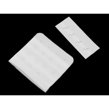 Zapínání na podprsenky, plyš šíře 70 mm čtyřřadé, malé, 1 bílá