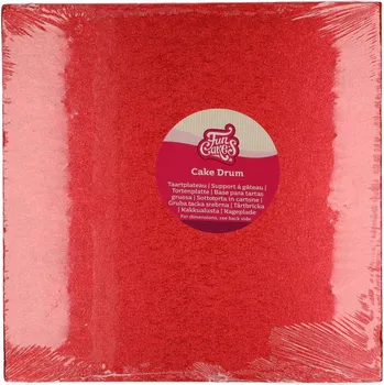 FunCakes Dortová podložka červená, čtverec 30,5 x 30,5 cm, výška 12 mm