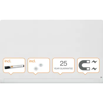 Kancelářský nábytek Skleněná tabule Nobo Diamond, s oblými rohy 85", 190 x 100 cm, bílá