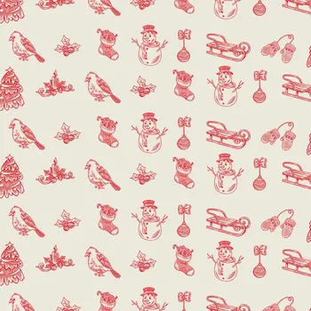 Balící papír Recyklovaný balící papír, potištěný originální kresbou od Alči, Vánoce - červený - 1, rozměr 90x134cm