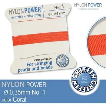 Nit NYLON Power velmi pevná nit GRIFFIN síla nitě 0,35mm Barva Coral