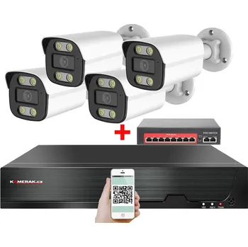 Kompletní kamerový systém IP 4 kamerový set s externím PoE XM-414B-Ext. 4MPx, CZ menu