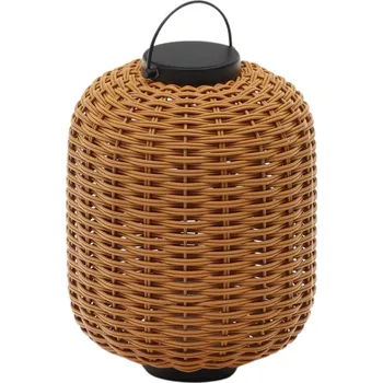 Venkovní osvětlení Hnědá zahradní LED lampa z umělého ratanu Kave Home Saranella 37 cm