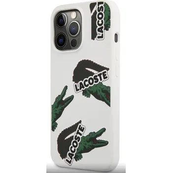 Pouzdro na mobilní telefon Lacoste Liquid Silicone Allover Pattern Kryt pro iPhone 13 Pro Max White