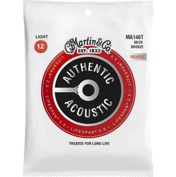 Struna pro kytaru a smyčcový nástroj MARTIN Authentic Lifespan 2.0 80/20 Bronze Light, Struny na kytaru
