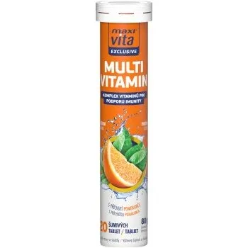 Šumivý vitamín MAXI VITA EXCLUSIVE 80 g 20 tablet multivitamin, podpora imunity (Šumivé tablety s obsahem vitaminů a minerálních látek)