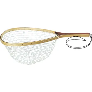 Podběrák Dřevěný muškařský podběrák s gumovou síťkou Catch & Release