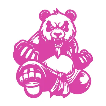 Samolepící dekorace SAMOLEPKA Panda 012 levá Kung Fu bojovník (16 - růžová) NA AUTO, NÁLEPKA, FÓLIE, POLEP, TUNING, VLASTNÍ TEXT, TISK, AUTOSAMOLEPKY.cz, POLEPY, OBRÁZEK, LOGO, SAMOLEPKY
