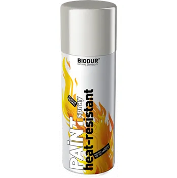 barva na zeď BIODUR Barva na vysoké teploty ve spreji stříbrná 400ml 600°C