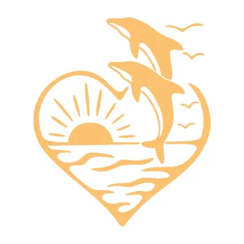 Samolepící dekorace SAMOLEPKA Delfíni 002 levá západ slunce (08 - béžová) NA AUTO, NÁLEPKA, FÓLIE, POLEP, TUNING, VLASTNÍ TEXT, TISK, AUTOSAMOLEPKY.cz, POLEPY, OBRÁZEK, LOGO, SAMOLEPKY