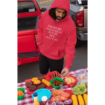 Pánská mikina Pánská mikina Kolik piv mohu vypít Barva: Červená, Velikost: 4XL