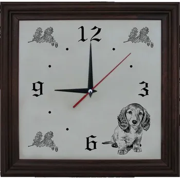 Hodiny Hodiny pes č.980 - Hodiny pes tmavý rám