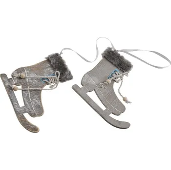 DEKORACE - Závěs brusle s kožešinou 15 cm, 1 pár