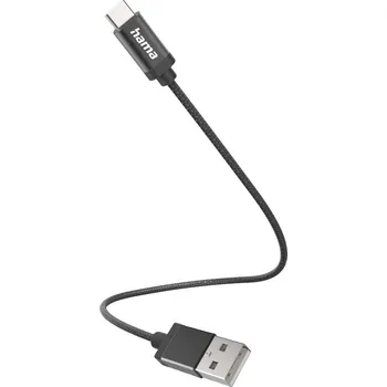 Prodlužovací kabel Hama Nabíjecí kabel USB USB 2.0 USB-A zástrčka, USB-C ® zástrčka 0.20 m černá 00201600