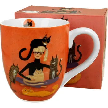 DUO Gifts DG - Velký porcelánový hrnek XXL CINDY A KOČKY v dárkové krabičce - 1 litr