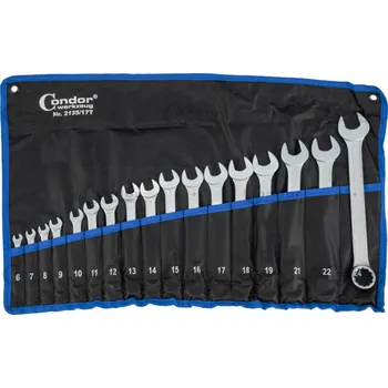 Condor klíče očkoploché 6 - 24 mm, sada 17 dílů, v textilním obalu - 100-08057