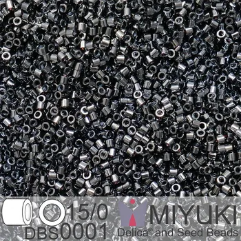 Korálek Korálky Miyuki Delica 15/0. Barva DBS 0001 Gunmetal. Balení 2g.