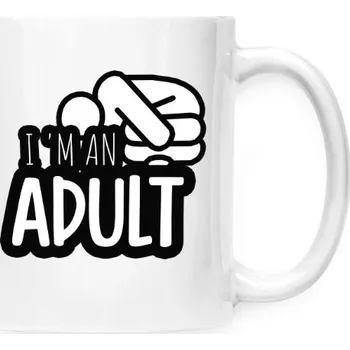 Hrnek malý bílý s potiskem Adult