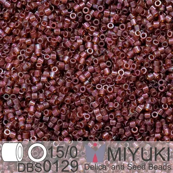 Korálek Korálky Miyuki Delica 15/0. Barva DBS 0129 Mulberry Rainbow Gold Luster. Balení 2g.
