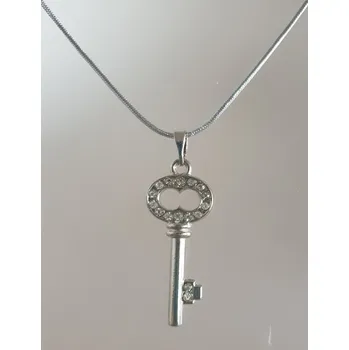 Řetízek Řetízek hadí s přívěškem - klíček s broušenými kamínky