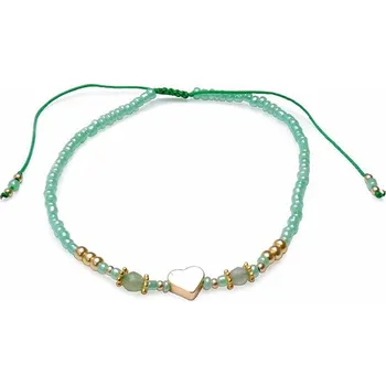 Náramek Avanturín seed korálky náramek se Shamballa zapínáním v zeleném tónu obvod cca 16 až 25 cm