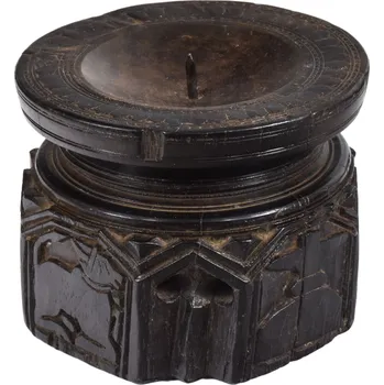 Svícen SANU BABU Dřevěný svícen ze starého teakového sloupu, 11x11x10cm