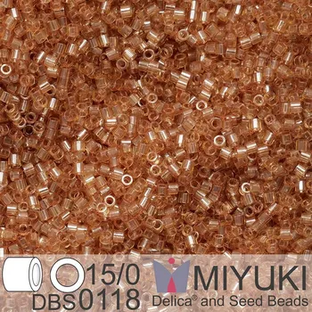 Korálek Korálky Miyuki Delica 15/0. Barva DBS 0118 Transparent Saffron Luster. Balení 2g.