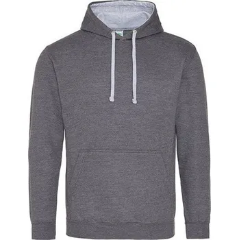 Pánská mikina Just Hoods Unisex týmová kontrastní klokánka s kapucí Barva: šedá uhlová melír - šedá melír, Velikost: XL JH003