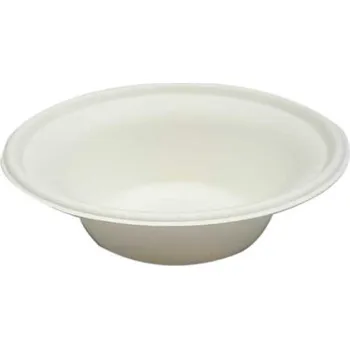 Jednorázové nádobí miska z cukrové třtiny, 380 ml - bílá (12 ks/balení)