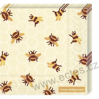 Papírový ubrousek IHR BUMBLE BEE papírové dezertní ubrousky žlutohnědí poletující čmeláci 20 ks