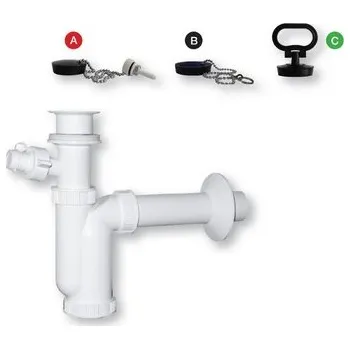 Sifon Umyvadlový sifon s nerezovou miskou, zátkou, řetízkem a pračkovým vývodem DN 40