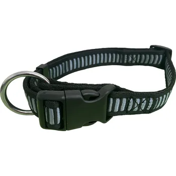 Obojek pro psa HUHUBAMBOO obojek ŽEBŘÍK popruhový 38-60 cm, šedý