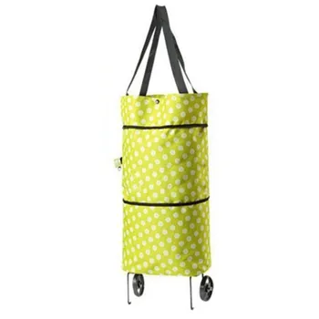 Nákupní taška Multifunkční nákupní taška s kolečky žlutá s puntíky