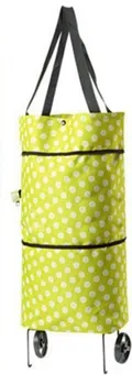 Nákupní taška Multifunkční nákupní taška s kolečky žlutá s puntíky