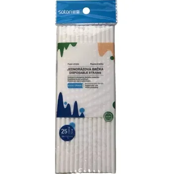 Huajie Jednorázová papírová nápojová brčka - 25 ks - bílá