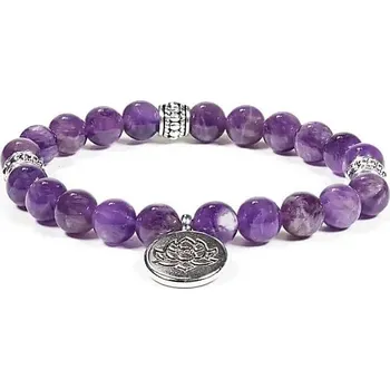 Náramek Náramek Japa Mala ametyst se symbolem lotos