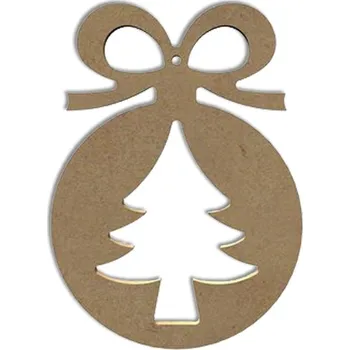 Vánoční dekorace Gomille Dřevěný výřez k dekoraci Gomille, závěsný, 15 cm - Baňka se stromečkem