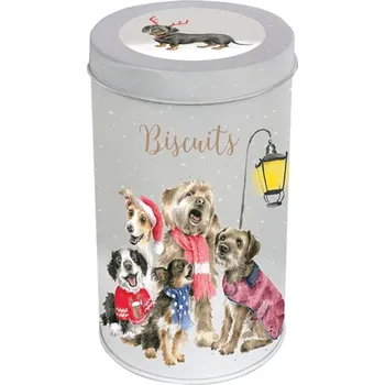 Dóza na potraviny Wrendale Designs Kulatá plechová dóza Wrendale Designs "O Holy Night" - Pejsci