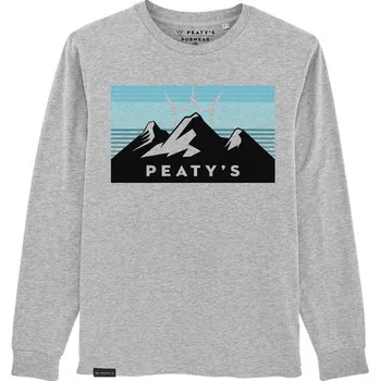 Pánské tričko PEATYS Pánské tričko PEATY'S PUBWEAR TRIKO S DLOUHÝM RUKÁVEM 3 PEAKS SUNRISE / HEATHER GREY - XL