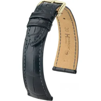 Řemínek na hodinky Kožený řemínek Hirsch London M 04207159-1, černý, aligátoří kůže, délka M, Quick Release