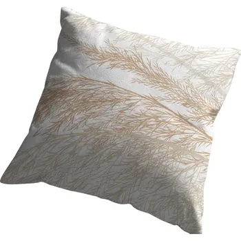 Dekorativní polštářek Povlak na polštář 45x45 bílé béžové listy 4138 A detex