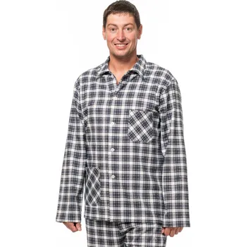 Pánské pyžamo LUIZ Pánský pyžamový kabátek na knoflíky -Flanel- Petr 130 Velikost: 48
